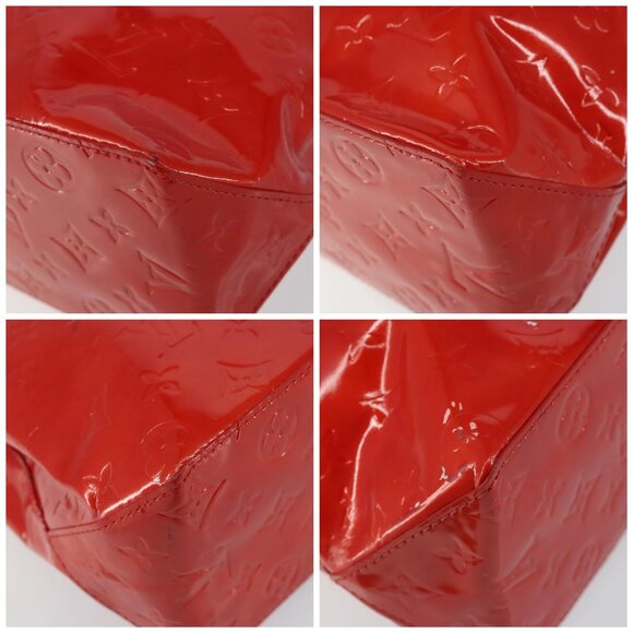 LOUIS VUITTON Monogram Vernis Reade MM Hand Bag Red Rouge - Picture 16 of 16